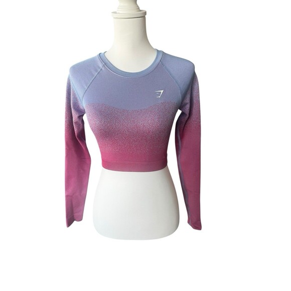 Gymshark XS Women Pullover Adapt Ombré Pink/purple Seamless Cropped Top Active - Picture 2 of 7